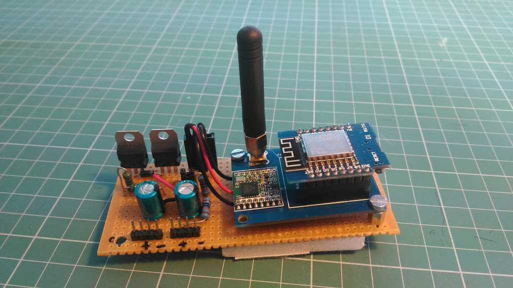 The gateway electronics on a breadboard